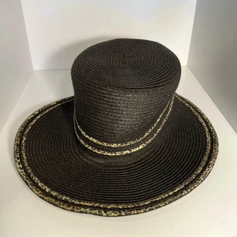 August Hat Company, OS, leopard trim framer hat, 80%, paper, 20%, poly RN #67588